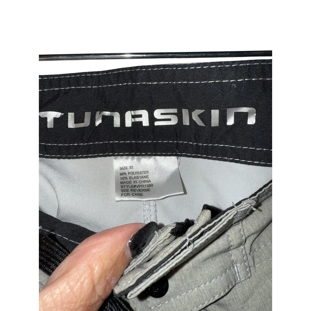 Tunaskin Men's Gray Board Shorts Size 32 Swim Trunks‎ Zip Pocket